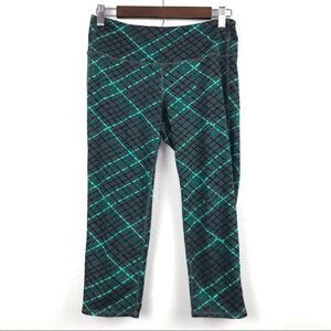 Athleta Green Plaid Capri Crop Leggings Size M